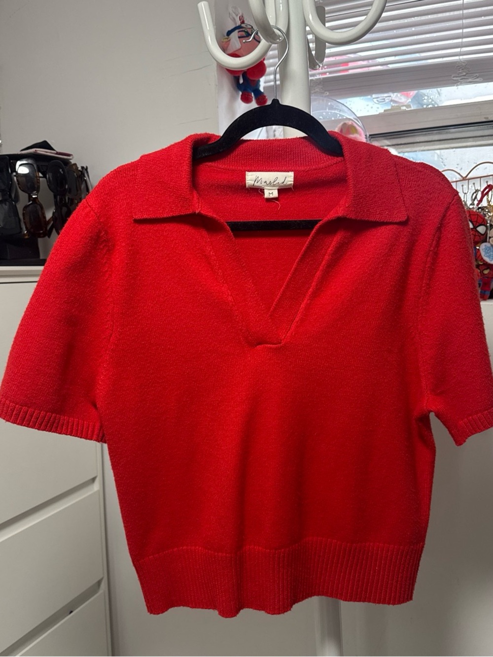 Marled Red Collared Polo Sweater